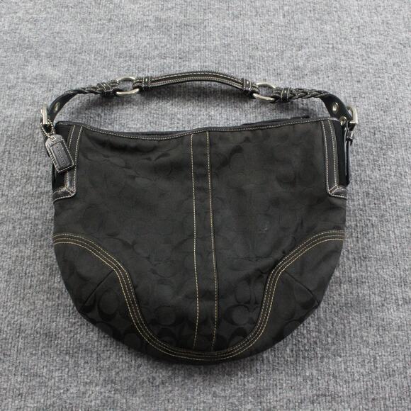Coach Handbags - Coach Signature Jacquard Trim Hobo Shoulder Bag with Braided Strap Black 90s Y2K
